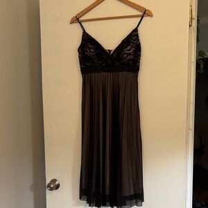 Black Lace & Chiffon Slip Dress with Sheer Skirt